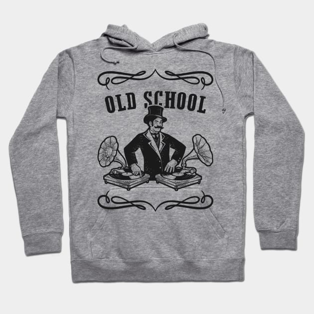 Old School Music - Vintage DJ Spinning Phonograph Records Hoodie by TwistedCharm